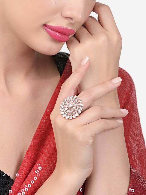 Buy Zaveri Pearls Austrian Diamonds & Pearl Ring-ZPFK14495 Online At Best  Price @ Tata CLiQ