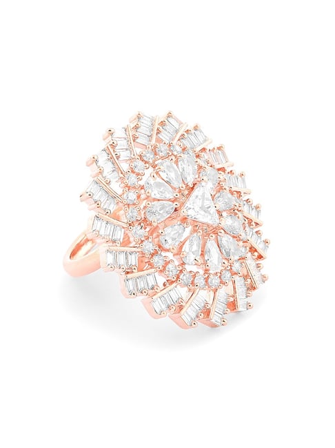 Buy Zaveri Pearls Rose Gold Party Bling Adjustable Ring-ZPFK16100