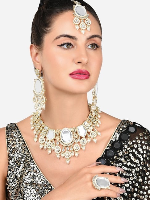 Gold-plated mirror embellished jhumka earrings for women & girls |party  festive earrings for girls - AQUASTREET - 4220408
