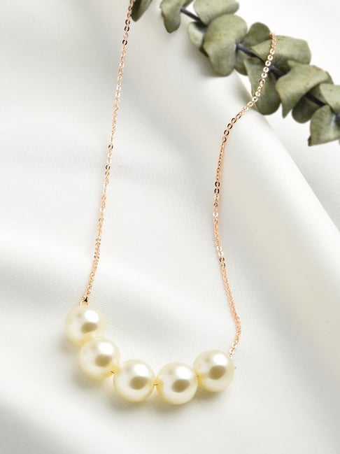Zaveri Pearls Rose Gold Contemporary Pearls Necklace-ZPFK11055