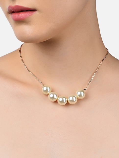 Buy Zaveri Pearls Rose Gold Contemporary Pearls Necklace-ZPFK11055