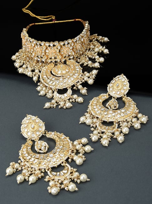 kundan jewellery zaveri pearls pearl choker necklace set