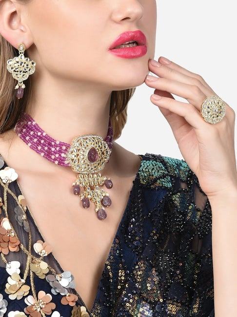 SOHI Alloy Gold-plated Purple Jewellery Set Price in India - Buy SOHI Alloy  Gold-plated Purple Jewellery Set Online at Best Prices in India |  Flipkart.com