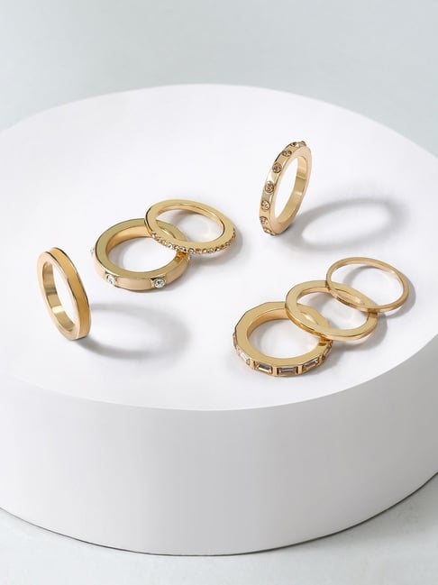 Zaveri Pearls Gold Tone Set Of Stunning Stackable Finger Rings-ZPFK10578