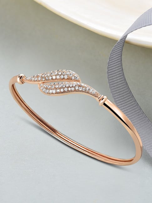 Zaveri Pearls Rose Gold Contemporary Cubic Zirconia Bangle Style Brass Kada-ZPFK10383-picture-35