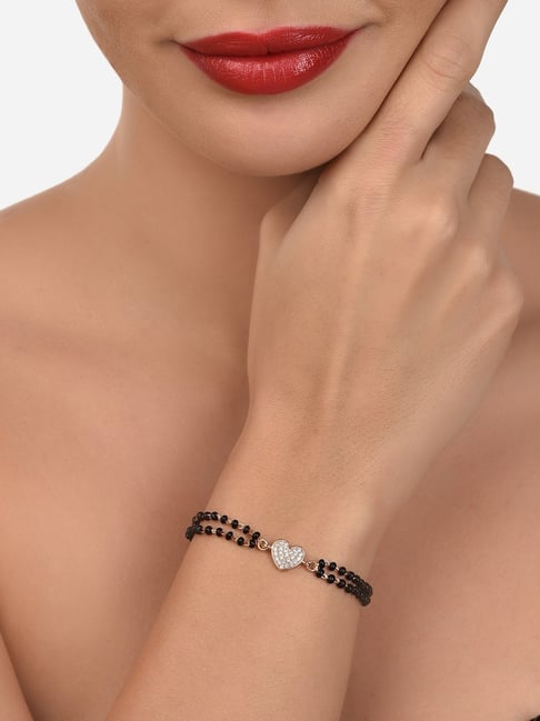 Zaveri Pearls Rose Gold Contemporary Heart Shape Cubic Zirconia Mangalsutra Bracelet-ZPFK12637-picture-38