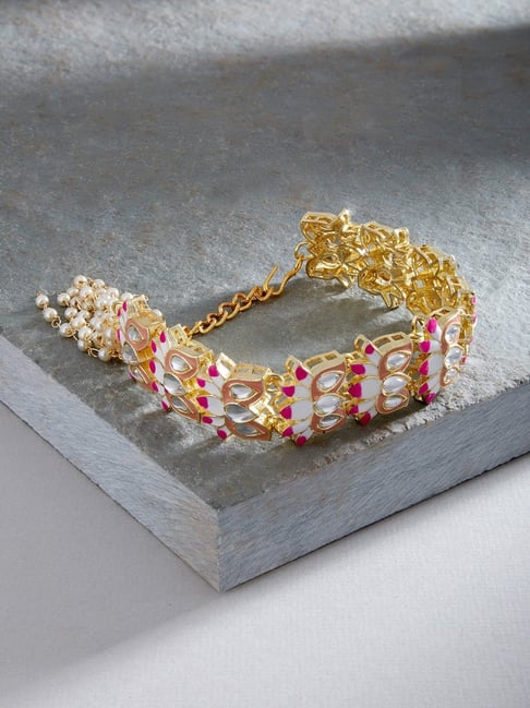 Buy Zaveri Pearls Brass Cubic Zirconia Rose Gold Plated Link Bracelet -  Bracelet for Women 25976980 | Myntra