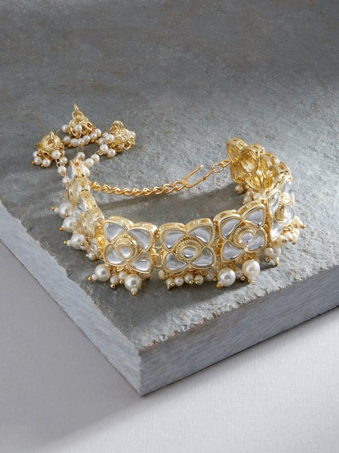 Buy Zaveri Pearls Set of 2 Rose Gold Cubic Zirconia Brass Kada Style  Bracelet-ZPFK11116 at Redfynd | Fashion bracelets, Pearl set, Contemporary  bracelets
