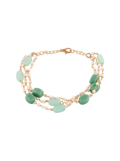 Buy Zaveri Pearls Green Multistrand Beaded Bracelet-ZPFK13619