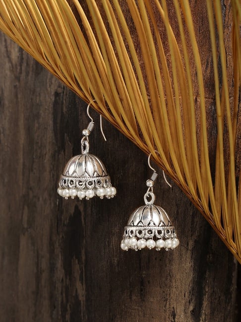 Zaveri Pearls Antique Silver Tone Jhumki Earrings-ZPFK8989-picture-48