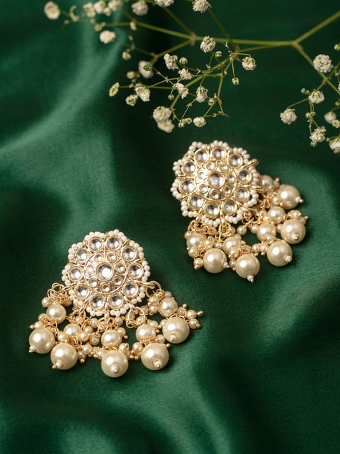 Buy Zaveri Pearls Gold Tone Kundan & Pearls Traditional Dangle Earring -  ZPFK8651 Online