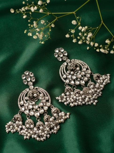Zaveri Pearls White & Gold-Plated Pearls Contemporary Jacket Earrings -  Absolutely Desi