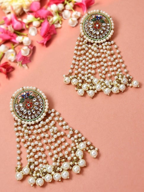 Buy Zaveri Pearls Pink Flower Stones Ethnic Pearl Choker Necklace Earring &  Ring Set-ZPFK14630 online