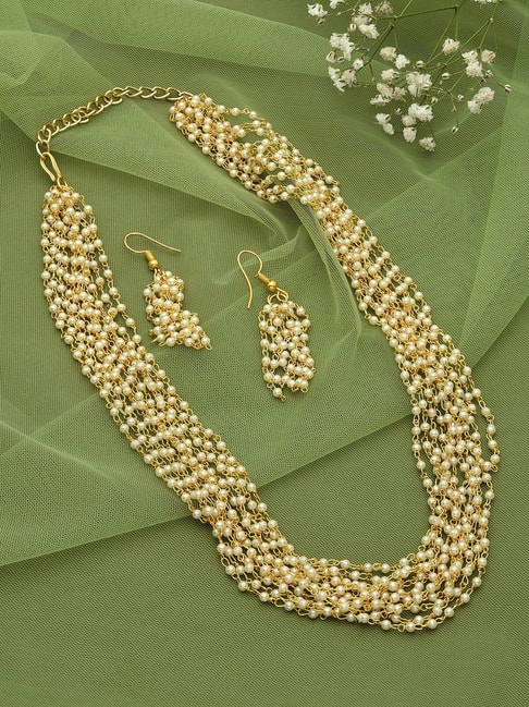 Buy Gold Plated Pearl Layered Necklace Set by The Jewel Factor Online at  Aza Fashions.