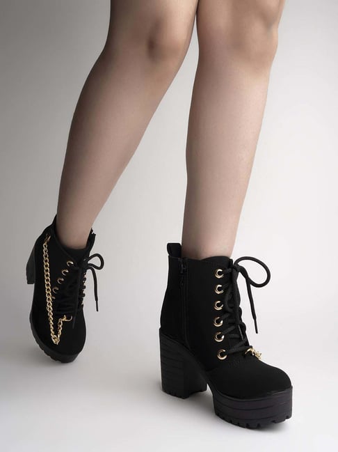 Kids black hot sale heeled boots