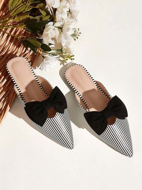 Shoetopia Kids Black White Mule Shoes