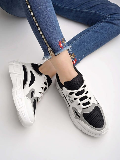 Shoetopia Kids Black & White Casual Sneakers