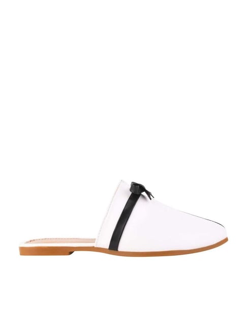 Shoetopia Kids White Black Mule Shoes