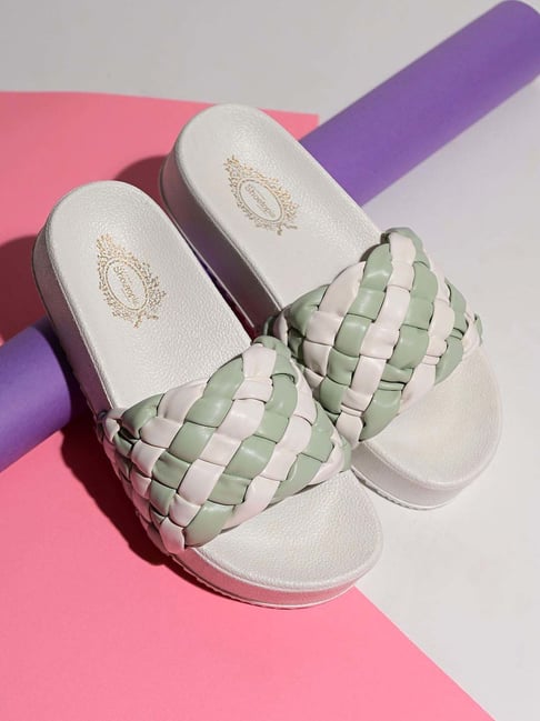 Buy Shoetopia Kids Green White Casual Slides for at Best Price