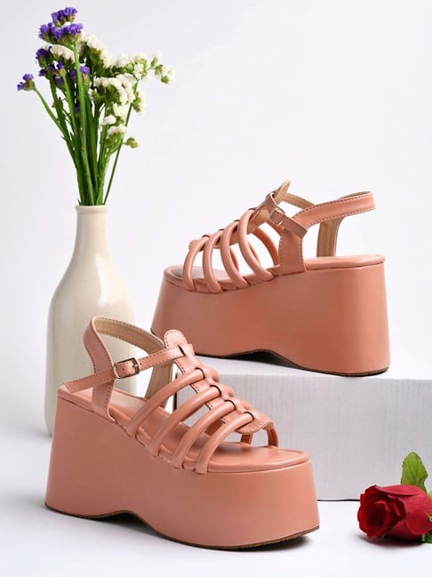 Buy Dchica Mulitcolor Platform Wedge Heels With Tie-up Laces For Kids  Online at Best Prices in India - JioMart.