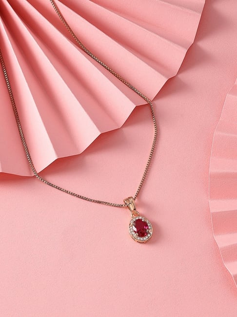 Zaveri Pearls Pink Rose Gold Contemporary Cubic Zirconia Pearl Embellished Pendant & Chain-ZPFK16608-picture-37