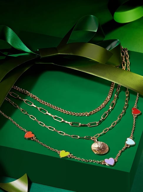 Zaveri Pearls Set Of 2 Multicolor Enamel Hearts Contemporary Style Chain-ZPFK16876-picture-33