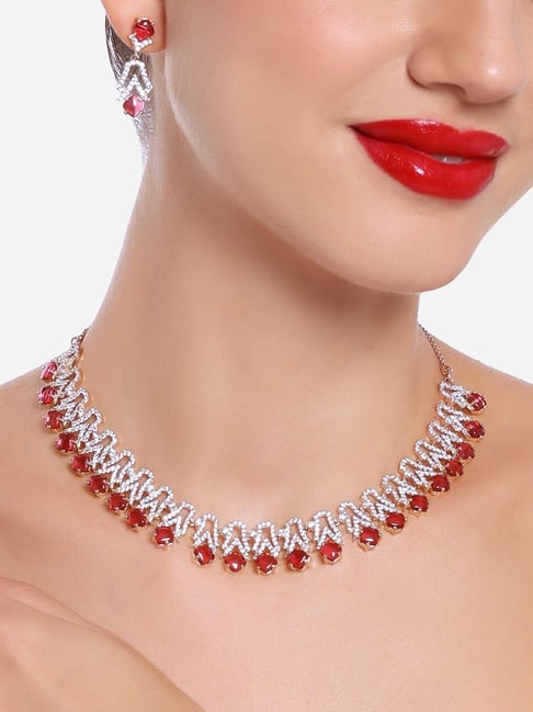 Buy Zaveri Pearls Rani Pink Necklace Set-ZPFK16516 Online At Best