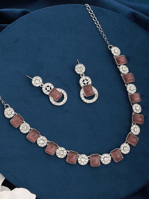 Amour's Mysterious Purple American Diamond Necklace Set – Saajo
