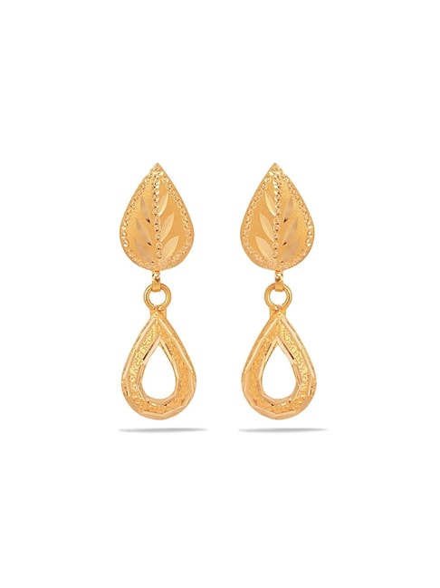 18K Yellow Gold Oval Link Plain Gold Drop Earrings - Gregory Jewellers