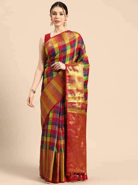 Buy Farhan fabrics Checkered Mekhela Chador Art Silk Multicolor Sarees  Online @ Best Price In India | Flipkart.com