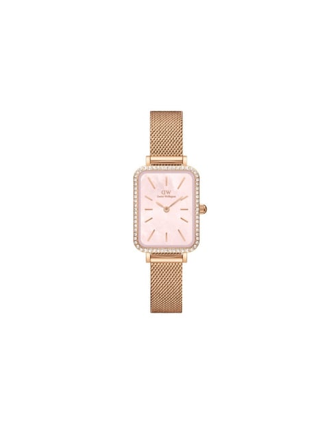 Daniel Wellington Quadro Women Pink Rectangle Dial Analog Watch  DW00100669K