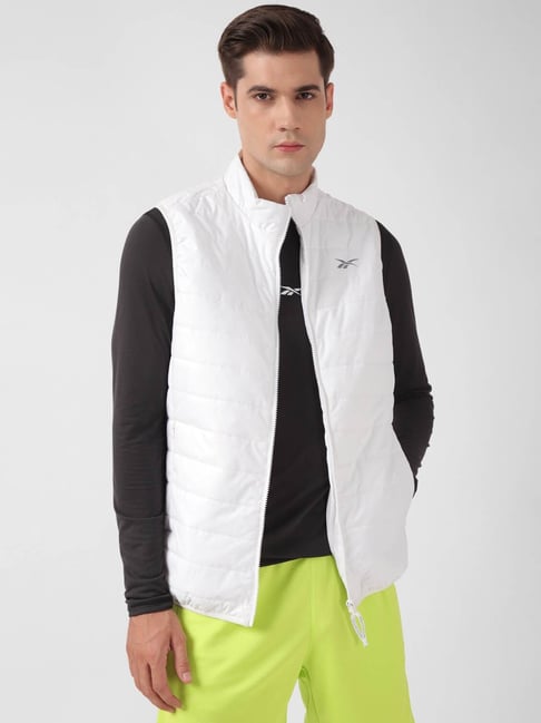 Reebok White Regular Fit Sports Jacket