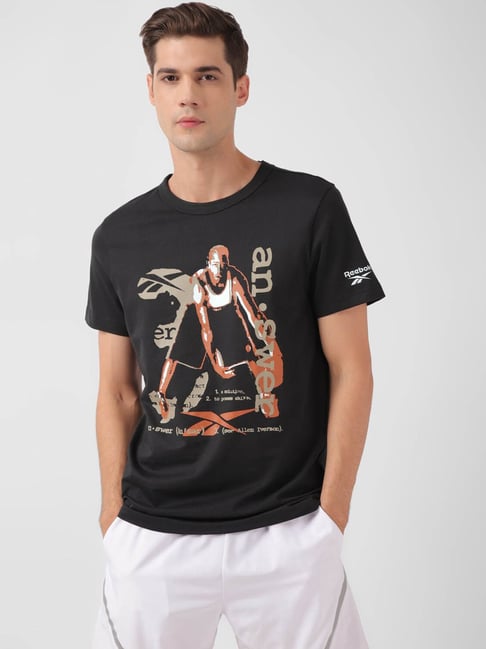 Reebok Black Cotton Regular Fit Printed Sports T-Shirt-picture-17