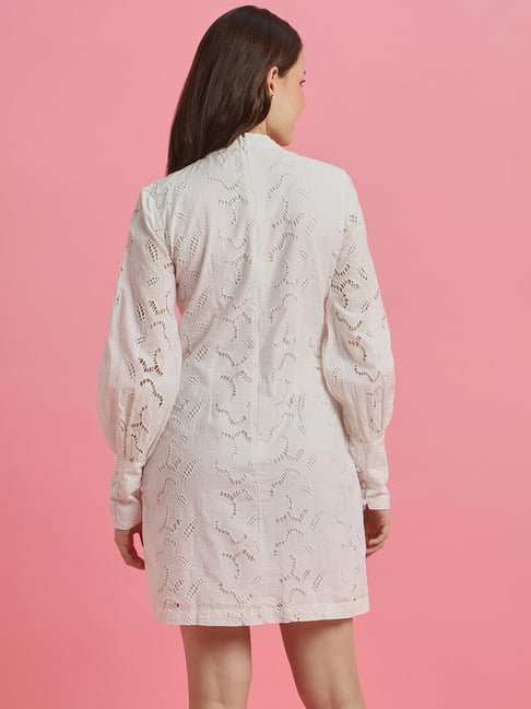 Buy Forever 21 White Cotton Self Design A Line Dress for Women Online @  Tata CLiQ