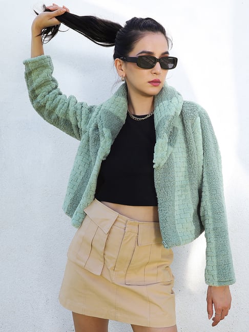 Campus Sutra Light Green Striped Jacket-picture-23