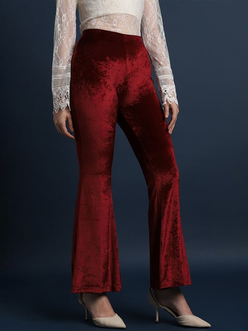 Buy Forever 21 Red Regular Fit Mid Rise Pants for Women Online