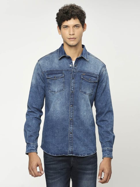 Buy Southbay Green Denim Long Sleeve Western Casual Party Wear Shirt For  Men Online at Low Prices in India - Paytmmall.com
