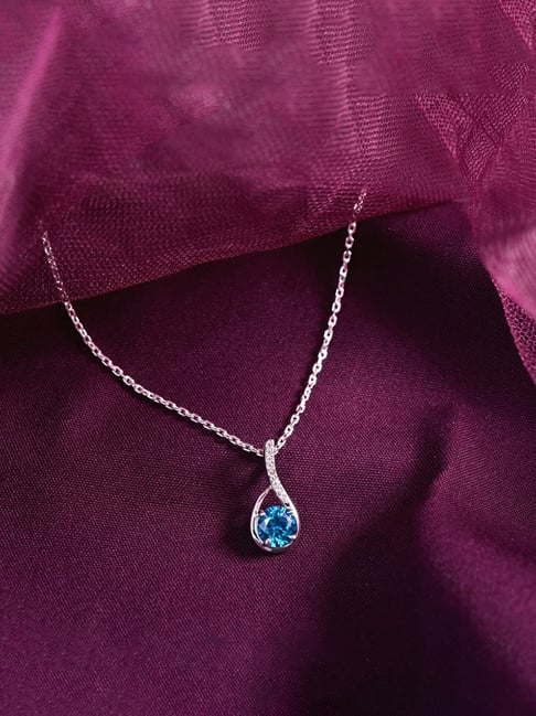 Clara 925 Silver Rhodium-Plated Swiss Zirconia Isla Pendant with Chain Necklace-picture-39