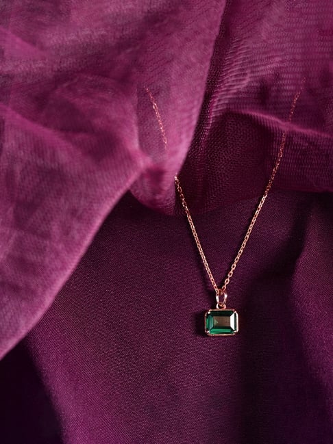 Clara 925 Silver Rose Gold-Plated Swiss Zirconia Celia Pendant with Chain Necklace-picture-14