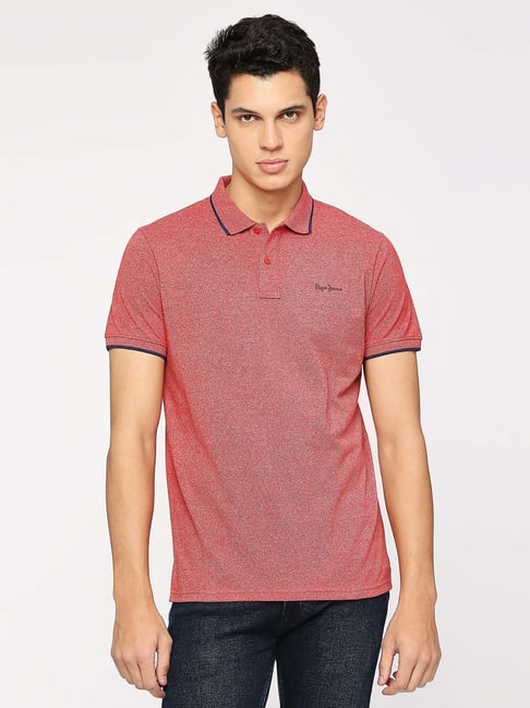 Pepe Jeans Dark Red Regular Fit Polo T-Shirt
