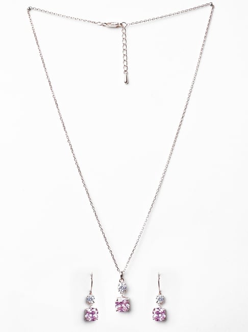 Buy Clara 925 Silver Rose Gold-Plated Rosa Pendant Set Online At