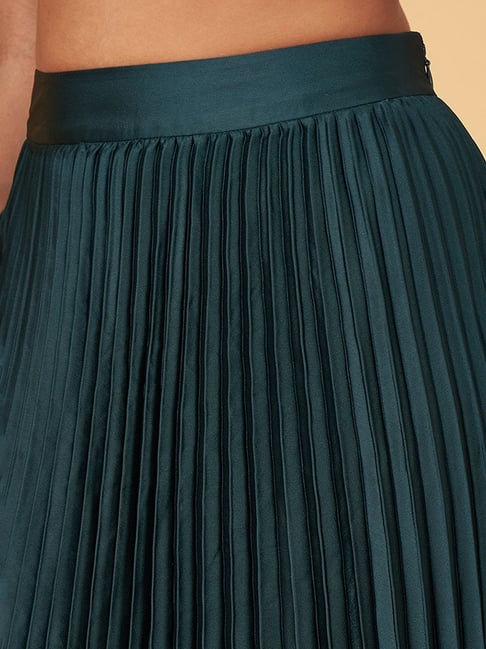 Annabelle by Pantaloons Green Pleated A-Line Skirt - Main Image