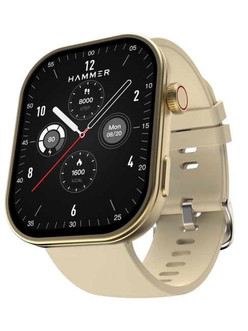 Hammer Tussle BT Calling Smartwatch with 2.01 inch HD Display Voice Assistant Champagne Gold