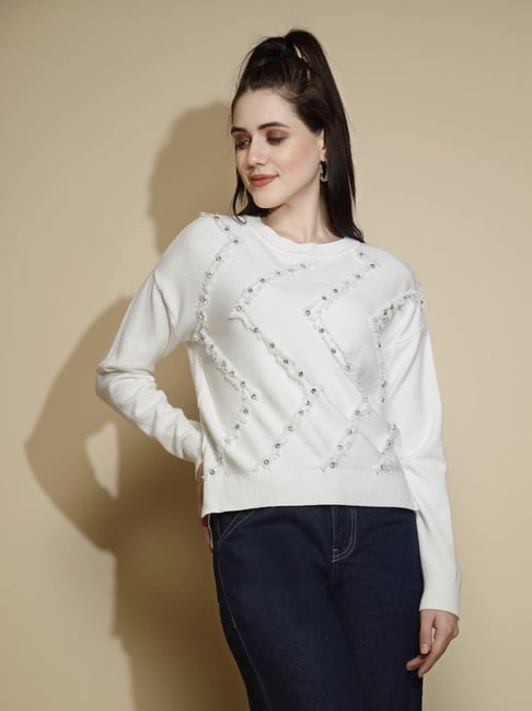 Global Republic White Embellished Pullover