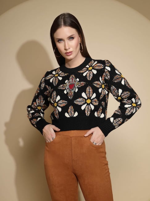 Global Republic Black Floral Sweater-picture-39