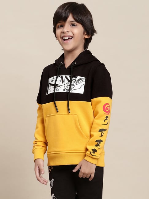 Kidsville Naruto Printed Yellow Hoodie For Boys