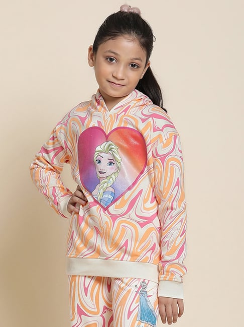 Kidsville Frozen Printed Pink Hoodie For Girls-picture-19