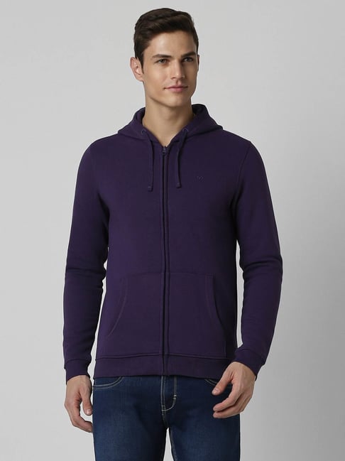 Buy Peter England Jeans Purple Regular Fit Hooded Sweatshirt for