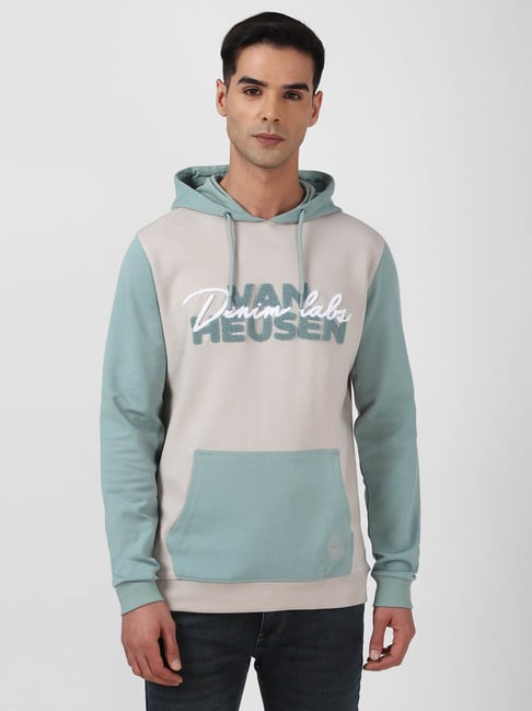 Van Heusen Denim Labs Grey Regular Fit Colour Block Hooded Sweatshirt-picture-47