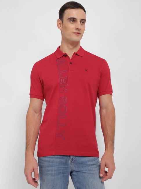 Buy Allen Solly Men Brand Logo Printed Polo Collar Pure Cotton T Shirt -  Tshirts for Men 23432008 | Myntra